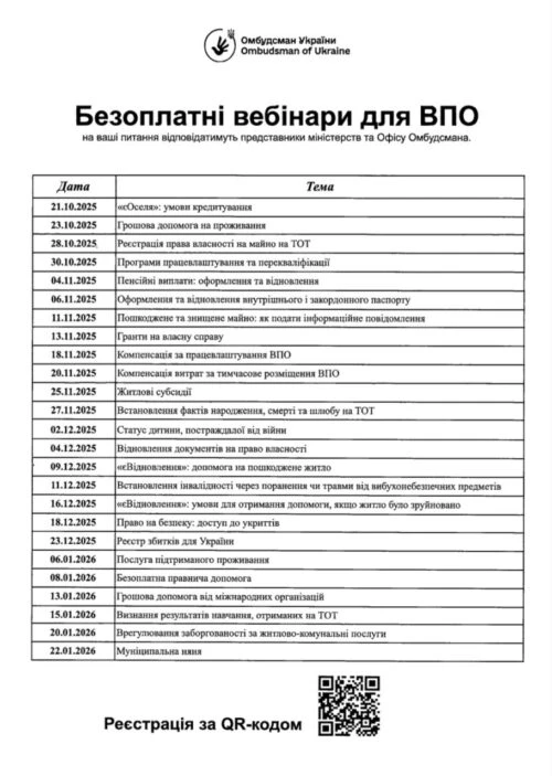 Старт онлайн вебінарів для ВПО та постраждалих від війни в Україні