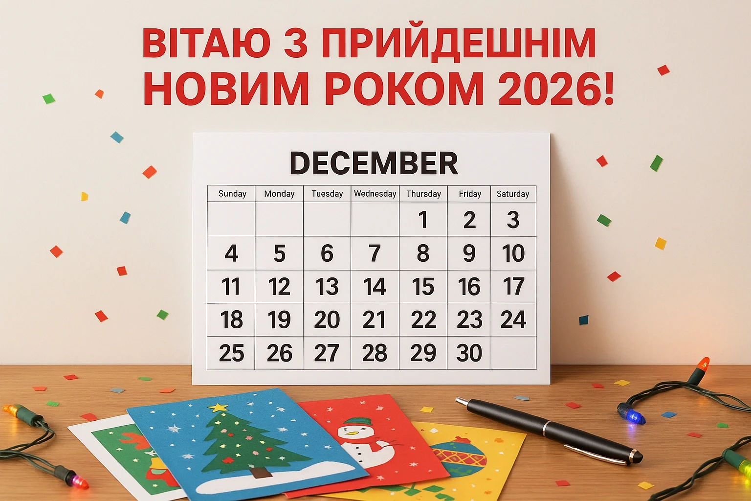 Привітання з прийдешнім новим роком 2026