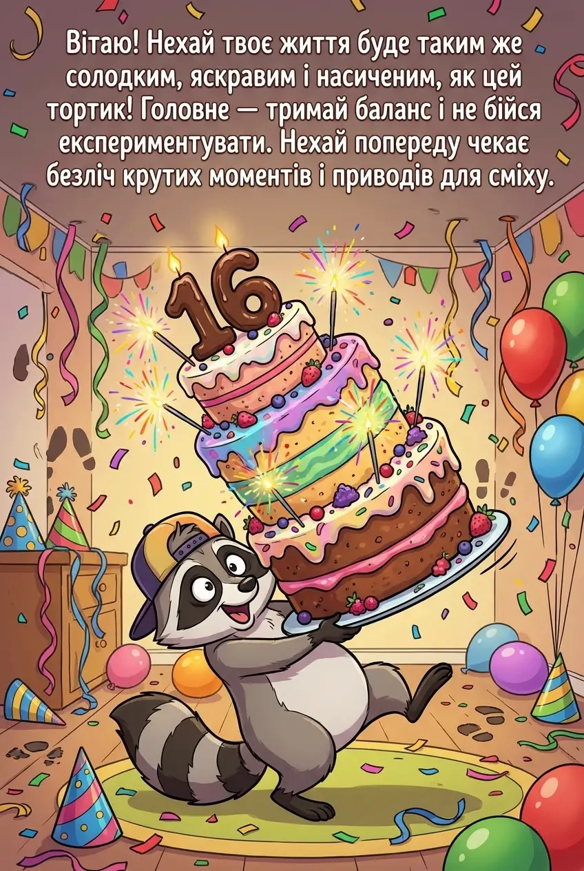привітання з днем народження 16 років
