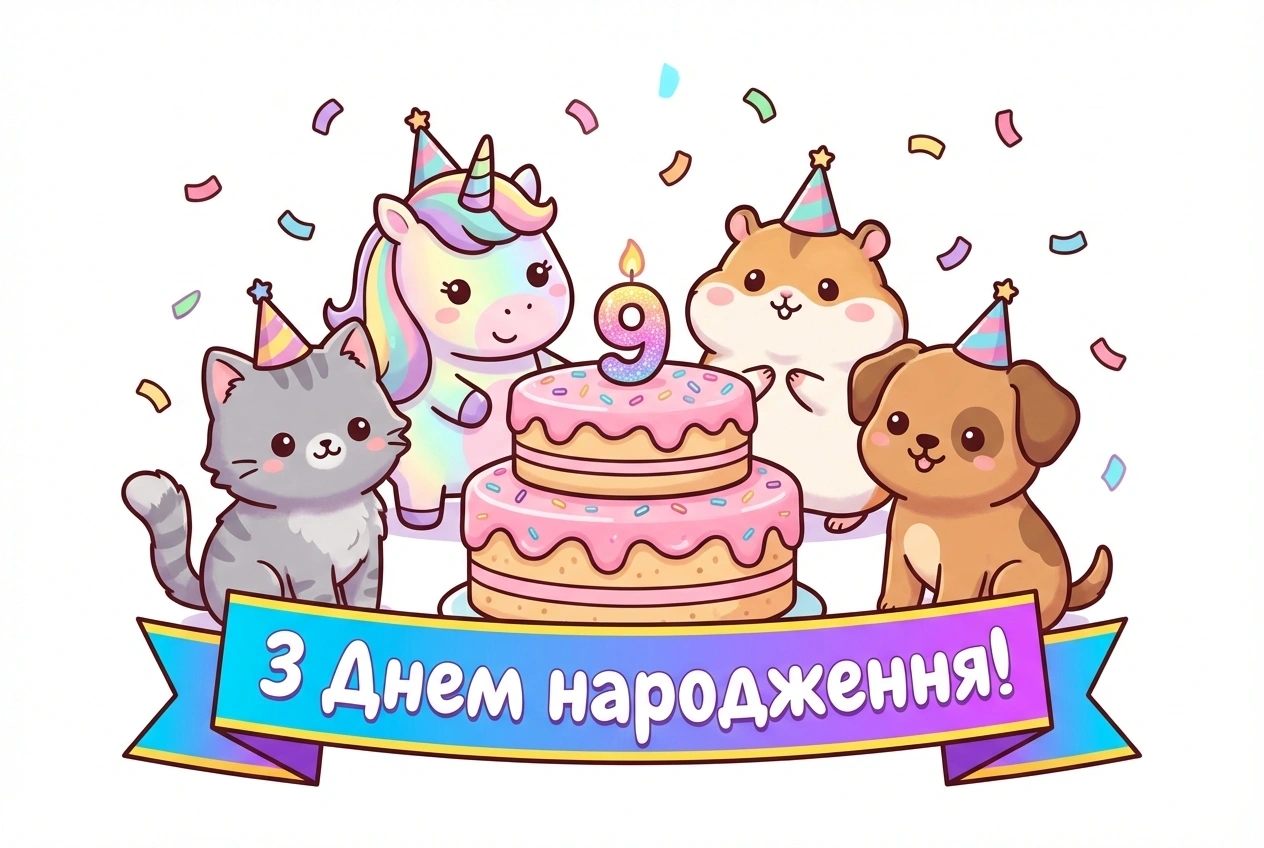 з днем народження 9 років дівчинці