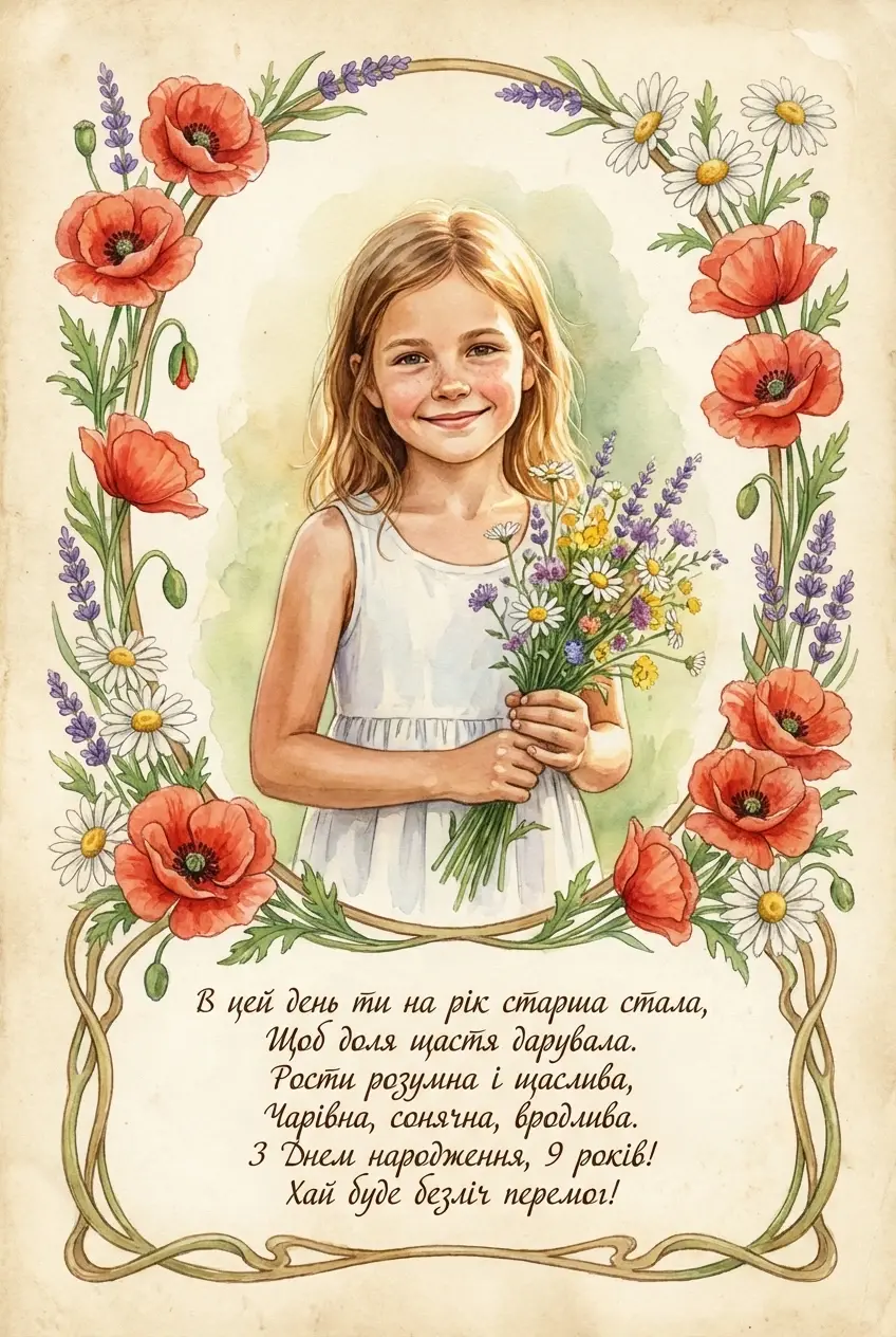 з днем народження 9 років дівчинці