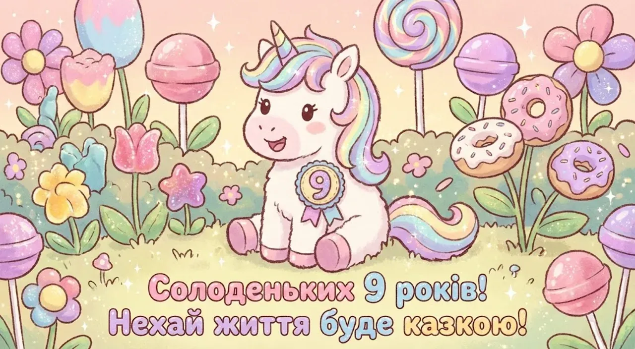 Привітання з днем народження дівчинці на 9 років